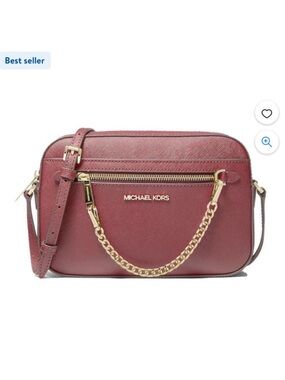 Michael Kors Dark Cherry Crossbody with Gold Chain